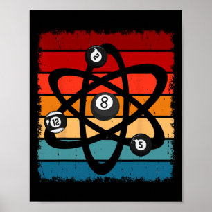 Billiard Poolhall Sport Atom Wissenschaft Vintage Poster