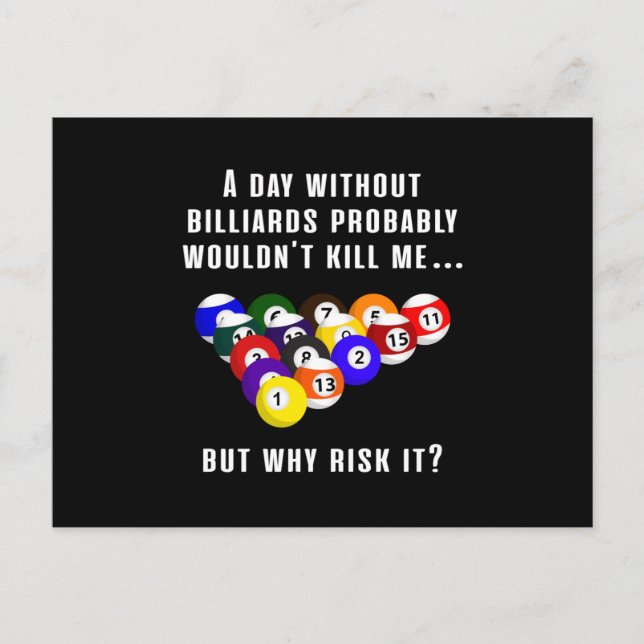 Billiard Snooker Pool 8 Ball Funny Gift Postkarte (Vorderseite)
