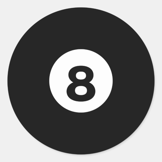 Billiard Solid Black Ball 8 Runder Aufkleber (Vorderseite)