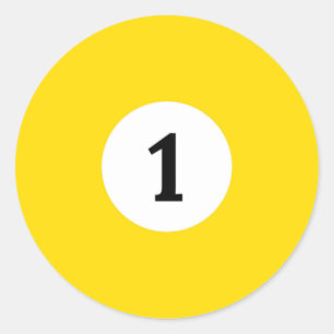 Billiard Solid Yellow Ball 1 Runder Aufkleber