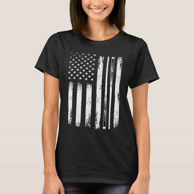 Billiard Stick  USA Flag Pool Player 8 Ball Tourna T-Shirt (Vorderseite)