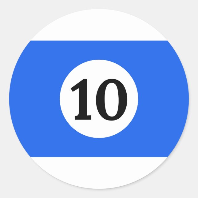Billiard Stripes Blue Ball 10 Runder Aufkleber (Vorderseite)