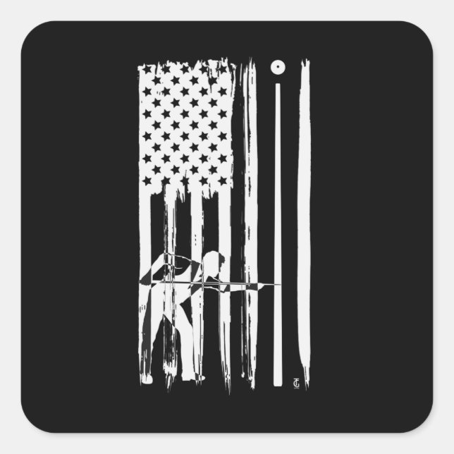 Billiard USA Flag Cue Sports Billiard Pool Quadratischer Aufkleber (Vorderseite)