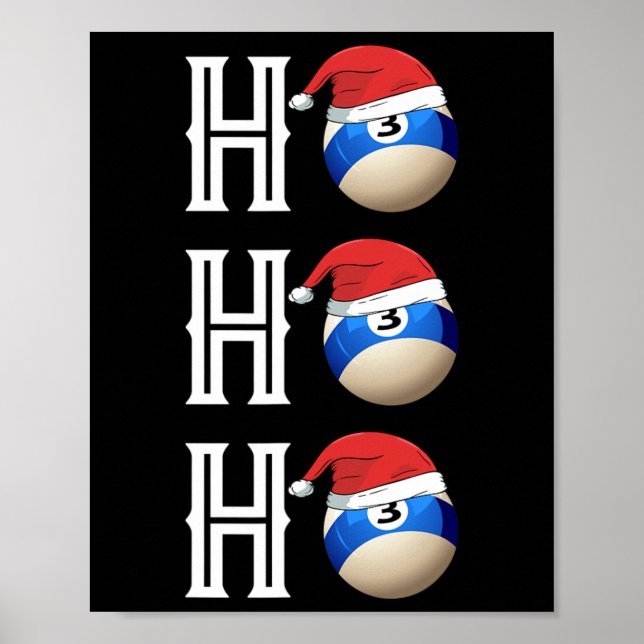 Billiard Weihnachtsfeier Weihnachtsmannmütze Pool  Poster (Vorne)