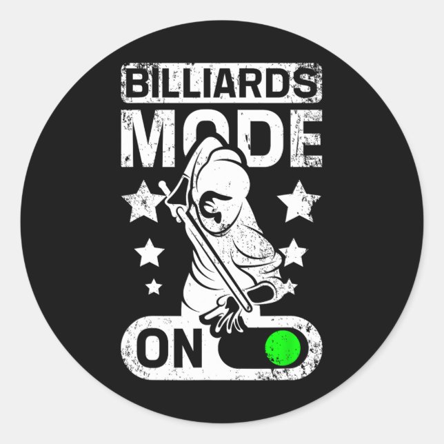Billiardmodus eingeschaltet runder aufkleber (Vorderseite)