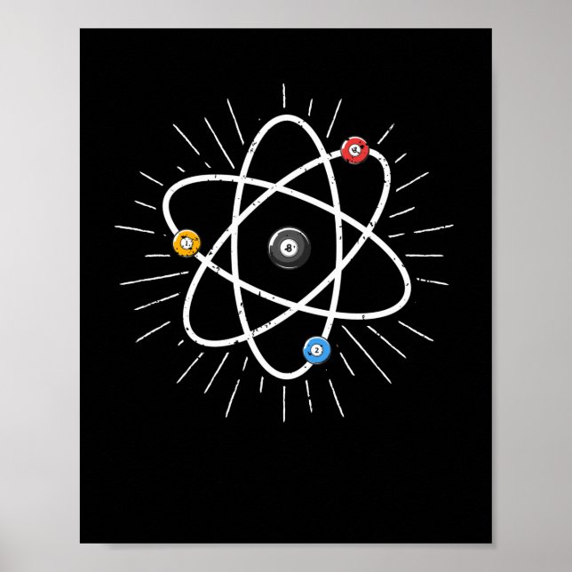Billiards Atom Funny Science 8-Ball Pool Snooker Poster (Vorne)