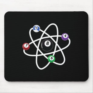 Billiards Atom Science Shirt 8-Ball Pool Lovers Bi Mousepad