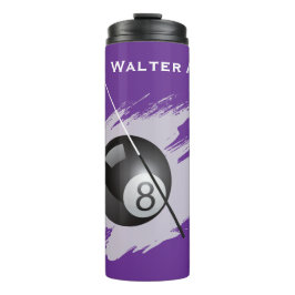 Billiards - Ball and Cue Stick - Personalize Thermosbecher