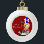 Billiards Ball Snowman Keramik Kugel-Ornament<br><div class="desc">Was für eine Süsse dieser bezaubernde Schneemann ist... ... ein großartiges Ornament, um den Weihnachtsbaum für jeden Sportler zu schmücken.</div>