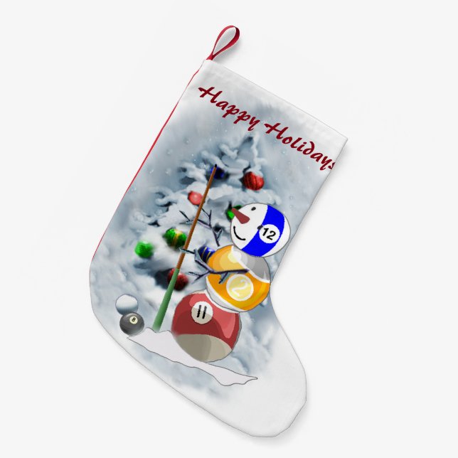 Billiards Ball Snowman Weihnachten Kleiner Weihnachtsstrumpf (Vorderansicht (hängend))