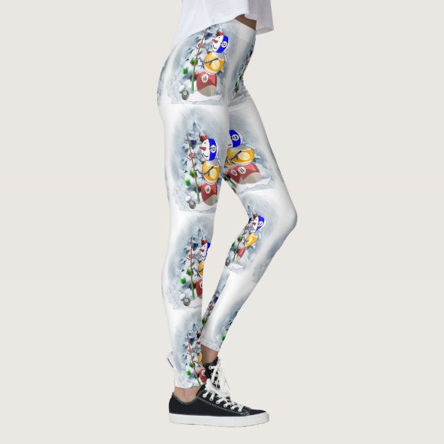 Billiards Ball Snowman Weihnachts-Leggings Leggings (Rechts)