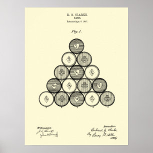 Billiards Balls Patent Wall art PRint #1 Poster