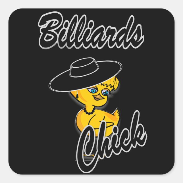 Billiards Chick #4 Quadratischer Aufkleber (Vorderseite)