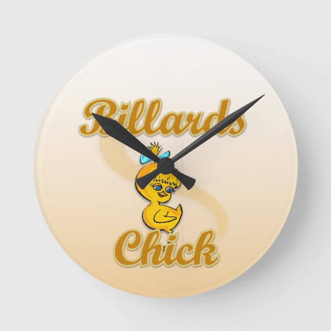 Billiards Chick Runde Wanduhr (Vorderseite)