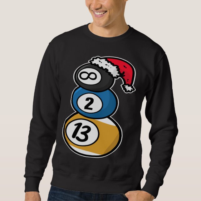 Billiards Christmas Snowman with Pool Table Balls  Sweatshirt (Vorderseite)