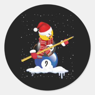 Billiards Frohe Weihnachtsschneemann mit Pool Tabl Runder Aufkleber