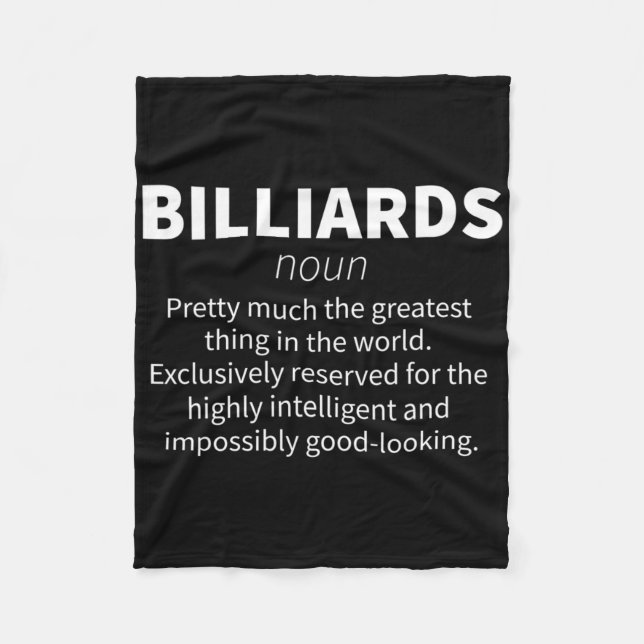 Billiards Funny Definition Pool Snooker Player Gif Fleecedecke (Vorderseite)