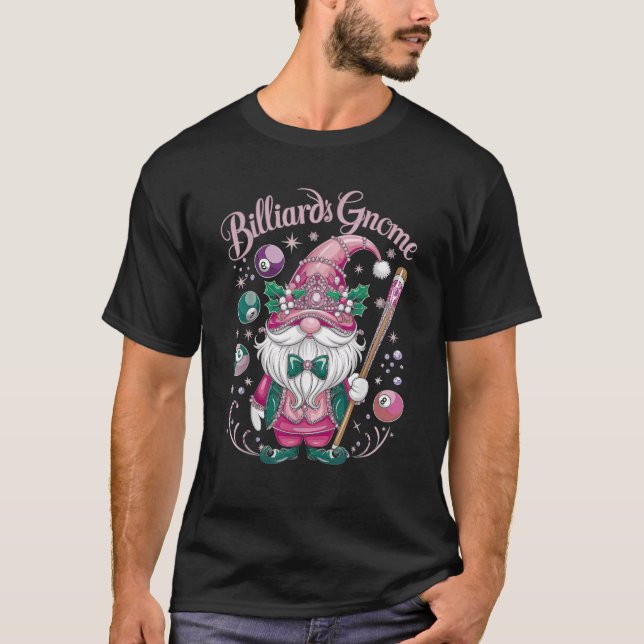 Billiards Gnome Christmas Fun Magic Joy  T-Shirt (Vorderseite)