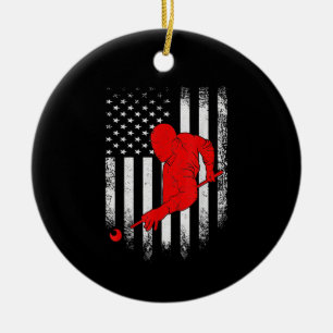 Billiards Lover American Flag Billiards Gift Keramik Ornament