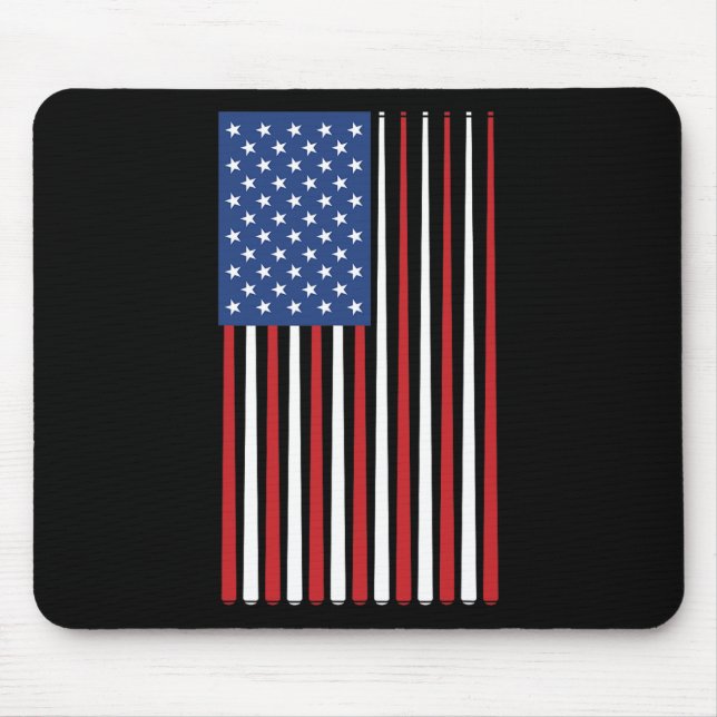Billiards Player American Flag Pool Sticks Cue Mousepad (Vorne)