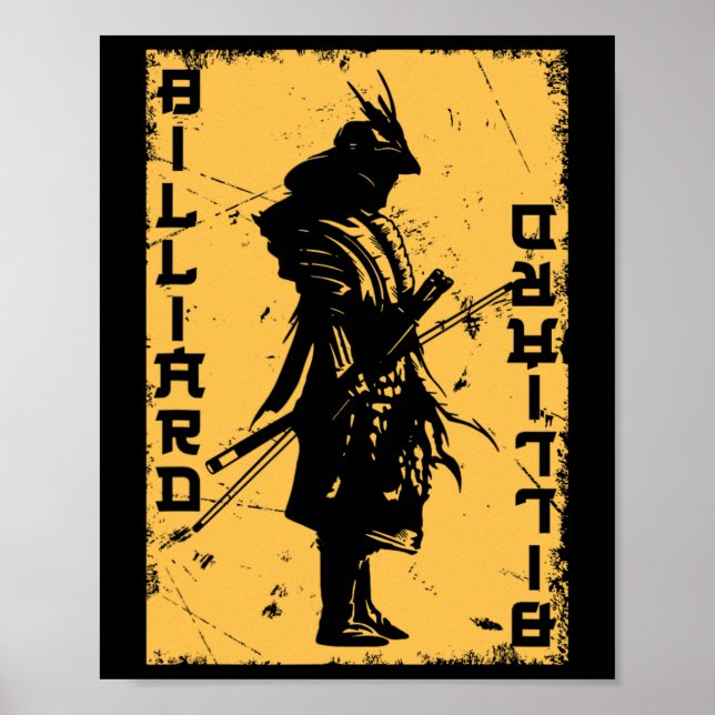 Billiards Player Samurai Japan Warrior Snooker Poo Poster (Vorne)