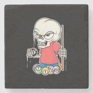 Billiards Player Skull Billiard Player Steinuntersetzer