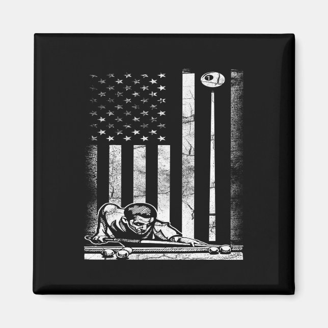 Billiards Pool American US Flag 4. Juli Magnet (Vorne)
