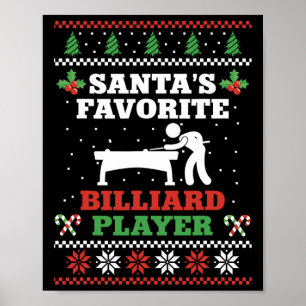 Billiards Pool Player Ball Weihnachten Ugma Christ Poster