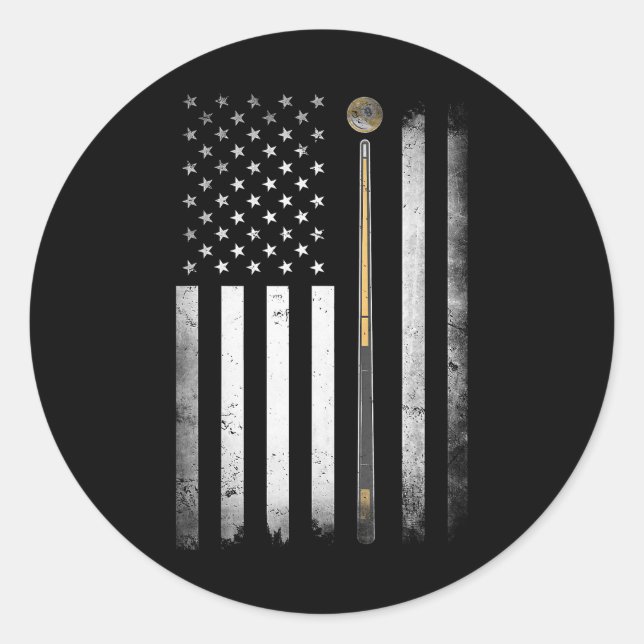 Billiards Pool Player Table US-amerikanische Flagg Runder Aufkleber (Vorderseite)