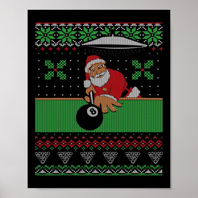 Billiards Pool Uggi Weihnachts-Sweater Stil Poster (Vorne)