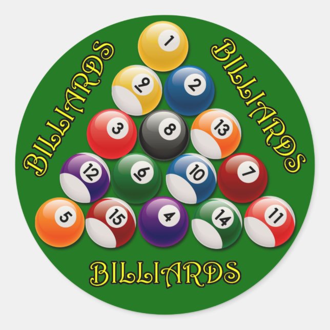 BILLIARDS RACK RUNDER AUFKLEBER (Vorderseite)