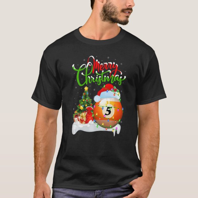 Billiards Weihnachtsdekoration Weihnachtsfeier T-Shirt (Vorderseite)