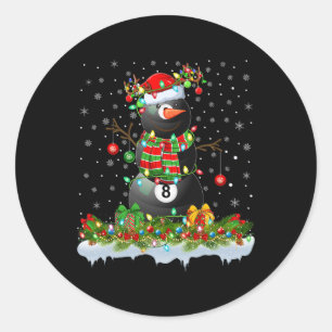 Billiards Xmas Lighting Funny Snowman Billiards Ch Runder Aufkleber
