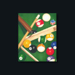 Billiardtisch mit Balls und Chalk Leinwanddruck<br><div class="desc">Rack sie mit diesem spektakulären Bild eines Billardtisches von Jennifer Goldberger. Die Bälle sehen neu aus,  das Filz sieht tadellos aus,  und die Kreide wurde bereits auf die Cue-Sticks aufgetragen. Hang dies in deiner Zuhause,  oder gib es einem Freund oder Liebsten,  der eine Partie Billard genießt!</div>
