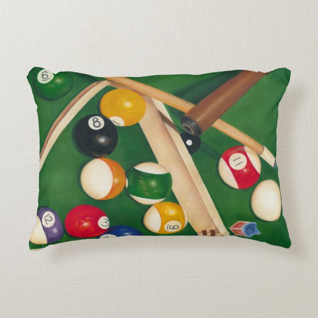 Billiardtisch mit Balls und Chalk Zierkissen (Vorderseite)