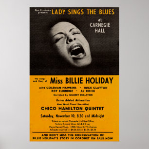 Billie Holiday Carnegie Hall Konzert Jazz Vintage Poster