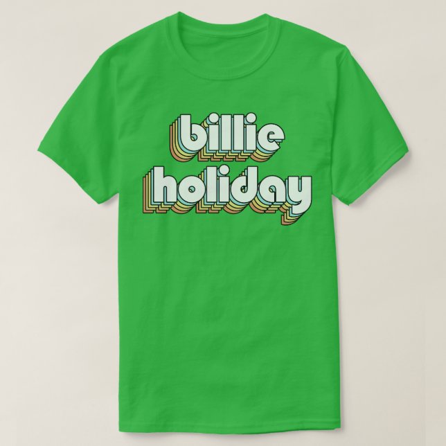 Billie Holiday Retro Rainbow Typografie verblasst T-Shirt (Design vorne)