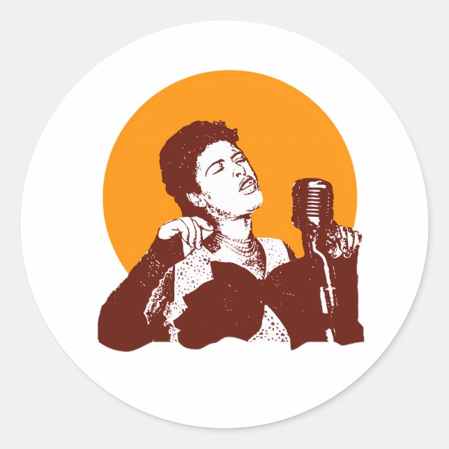 Billie Holiday Runder Aufkleber (Vorderseite)