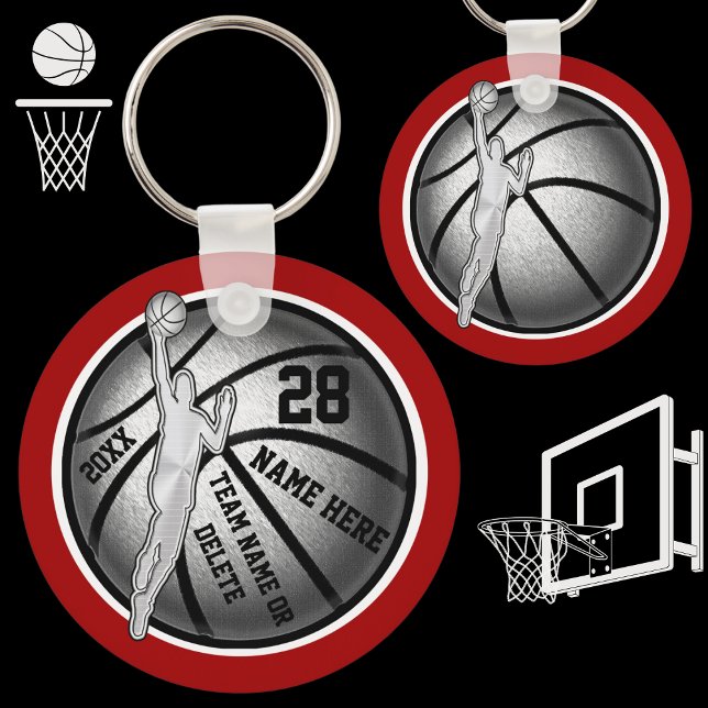 Billig Basketball Geschenke für Jungs Farbe, Text Schlüsselanhänger (Personalised Basketball Team gifts for boys. Cheap Basketball Key Rings. Basketball Trinkets, Team.)