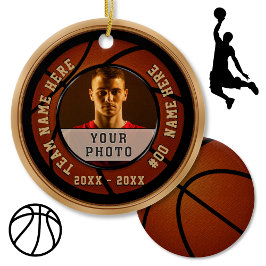 Billig Basketball Geschenkideen, Ihr FOTO und TEXT Keramik Ornament