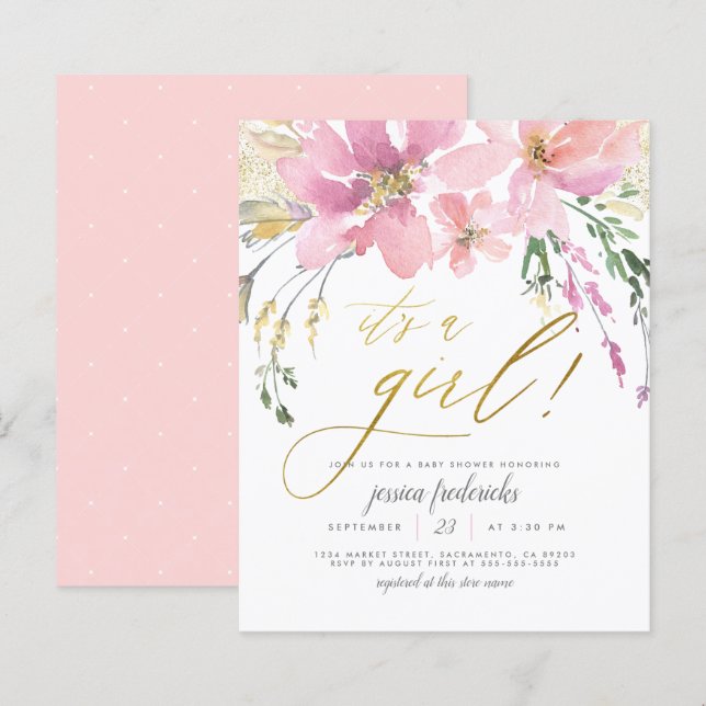 Billig Blush & Gold Es ist eine Girl Floral Baby D (Vorne/Hinten)