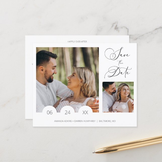 Billig Collage 2 Fotos Minimalistisch Hochzeit (Vorderseite/Rückseite Beispiel)