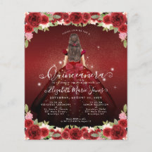 Billig floral Burgundy Gold Prinzessin Quinceanera