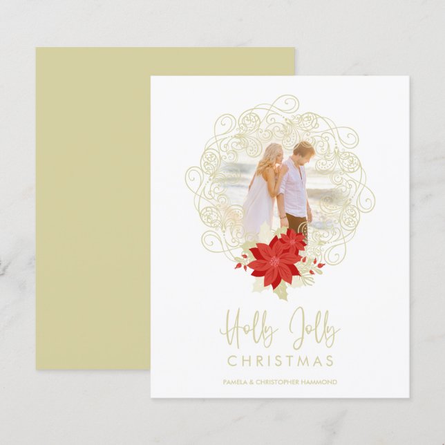 Billig Geblüht Goldenes Ornament Foto (Vorne/Hinten)