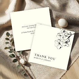Billig gezeichnete Blumenhochzeit Elfenbein Danke Mitteilungskarte