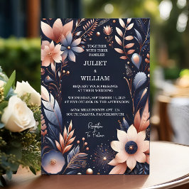 Billig Outdoor Stylish Navy Blue Wedding Einladung