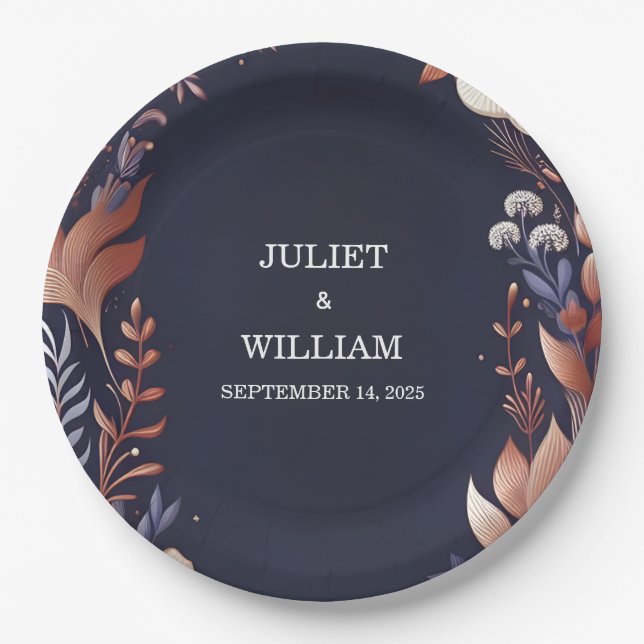 Billig Outdoor Stylish Navy Blue Wedding Pappteller (Vorderseite)