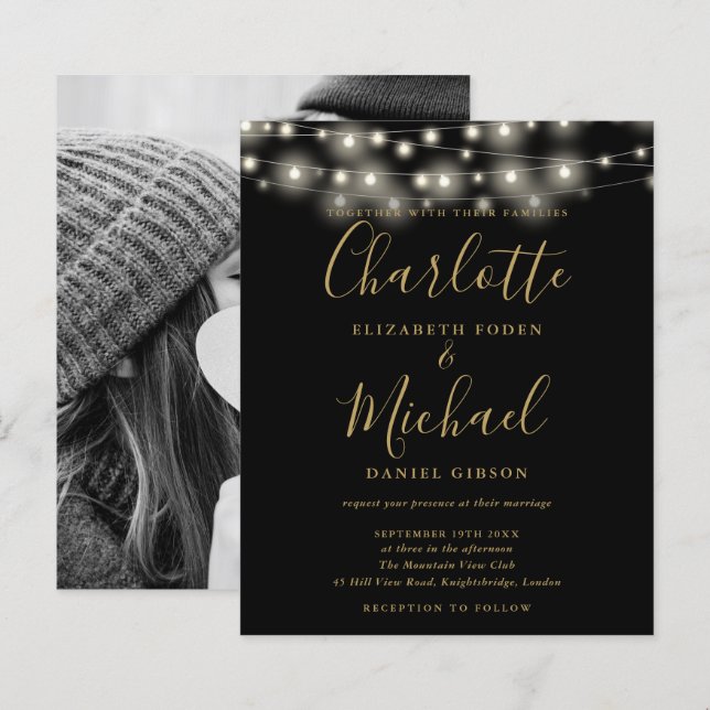 Billig Schwarz-Foto-Hochzeitsfeier (Vorne/Hinten)