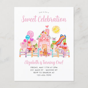 Billig Sweet Celebration Candyland Kindergeburtsta Flyer