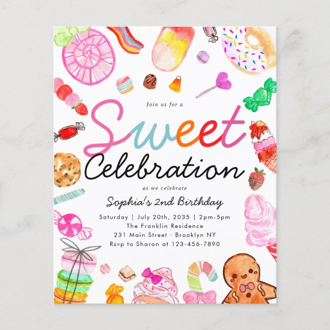 Billig Sweet Celebration Kids Candyland Birthday Flyer (Vorne)